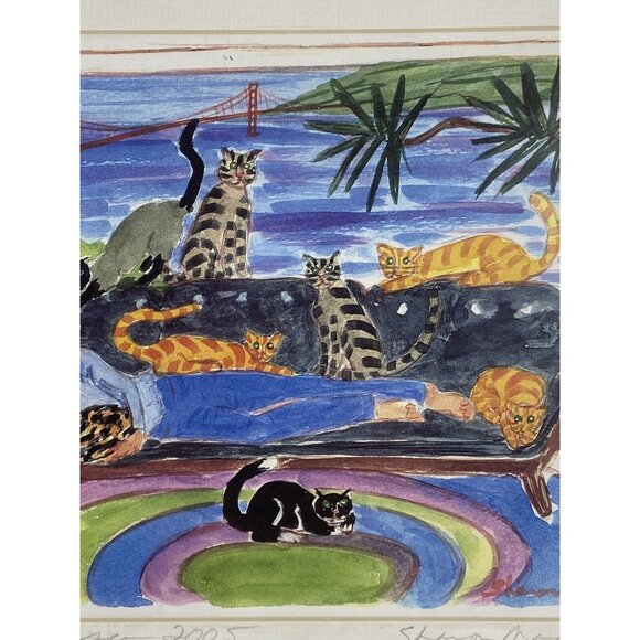 Childless Cat Lady Gift Sharon MacDougall San Francisco Print Matted Signed - Picture 4 of 11